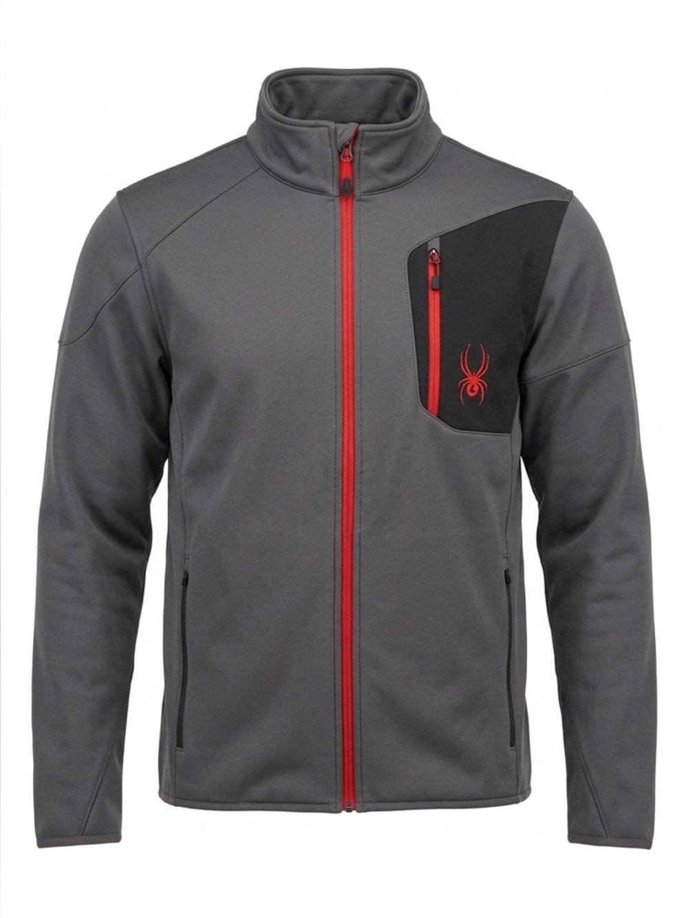 Spyder Men's Gray Softshell Jacket with Red Accents